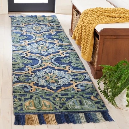 Safavieh Blossom Large Rectangle Rugs, Navy and Green - 8 x 10 ft. BLM422A-8